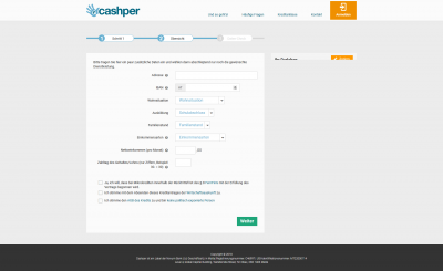 Cashper Website Schritt 2