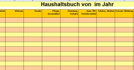 Screenshot eines digitalen Haushaltsbuches